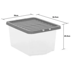 B&M Clear Storage Box With Lid 30L - Grey -B&M Home Sales Store 258020 30l storage box with lid grey 3