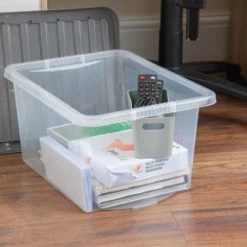 B&M Clear Storage Box With Lid 30L - Grey -B&M Home Sales Store 258020 30l storage box with lid grey 4