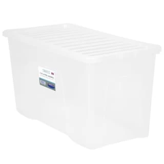 B&M Large Storage Box With Lid 110L - Clear 1 B&M Large Storage Box With Lid 110L - Clear