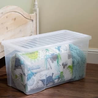 B&M Large Storage Box With Lid 110L - Clear 2 B&M Large Storage Box With Lid 110L - Clear - Image 2