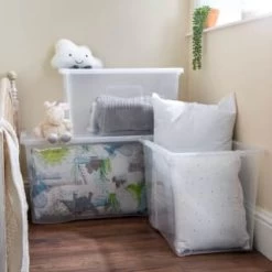 B&M Large Storage Box With Lid 110L - Clear 7 B&M Large Storage Box With Lid 110L - Clear -B&M Home Sales Store 284861 110l storage box with lid clear 5