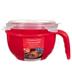 B&M Microwavable Food Bowl With Handle -B&M Home Sales Store 304743 Microwavable Food Bowl with Handle red1