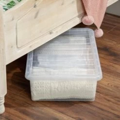 B&M Underbed Clear Storage Box With Lid 32L - Clear 7 B&M Underbed Clear Storage Box With Lid 32L - Clear -B&M Home Sales Store 314173 32l underbed storage box with lid clear 4