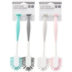 B&M Suction Dish Brushes 2pk - Grey & Blush -B&M Home Sales Store 321988 2pk suction dish brush main