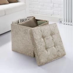 B&M Mink Velvet Storage Seat Ottoman
