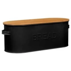 B&M The Organised Kitchen Bread Bin - Black -B&M Home Sales Store 334654 russell hobbs oval bread bin with wooden lid grey 51