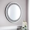 B&M Round Crushed Jewel Mirror - Silver