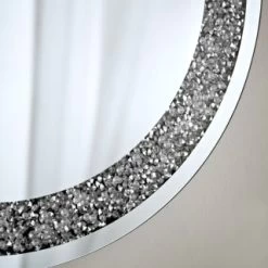 B&M Round Crushed Jewel Mirror - Silver -B&M Home Sales Store 338019 round crushed jewel mirror 2