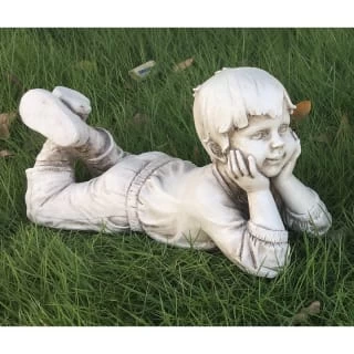 B&M Lying Down Boy Garden Statue 1 B&M Lying Down Boy Garden Statue