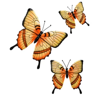 B&M Butterflies Wall Art 3pk - Orange 1 B&M Butterflies Wall Art 3pk - Orange