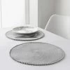 B&M Grey Round Pom Pom Placemats 4pk