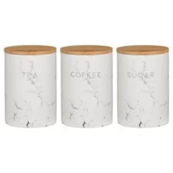 B&M Marble Effect Kitchen Canisters 3pc 8 B&M Marble Effect Kitchen Canisters 3pc -B&M Home Sales Store 356820 storage canisters marble effect tea coffee sugar
