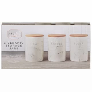 B&M Marble Effect Kitchen Canisters 3pc 2 B&M Marble Effect Kitchen Canisters 3pc - Image 2