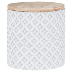 B&M Embossed Geometric Storage Canisters 3pc -B&M Home Sales Store 356821 storage canisters geo grey