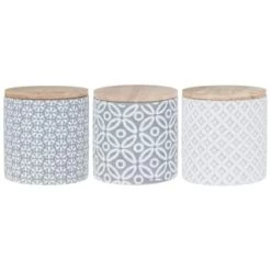 B&M Embossed Geometric Storage Canisters 3pc -B&M Home Sales Store 356821 storage canisters geo grey 3