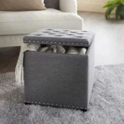 B&M Heritage Storage Ottoman - Grey 3 B&M Heritage Storage Ottoman - Grey -B&M Home Sales Store 365965 heritage storage ottoman 2