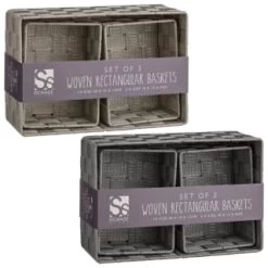 B&M Woven Storage Baskets 3pk - Silver 10 B&M Woven Storage Baskets 3pk - Silver -B&M Home Sales Store 365979 365978 3pk woven baskets group