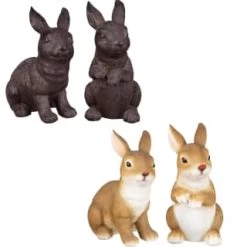 B&M Garden Rabbit Ornaments 2pk - Cast Iron Effect -B&M Home Sales Store 366608 2pk rabbit garden ornaments main