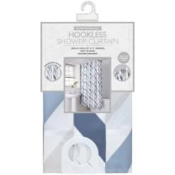 B&M Hookless Print Shower Curtain - Blue 4 B&M Hookless Print Shower Curtain - Blue -B&M Home Sales Store 369013 hookless shower curtain blue 2