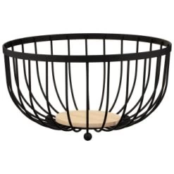 B&M Black Fruit Basket With Wooden Base