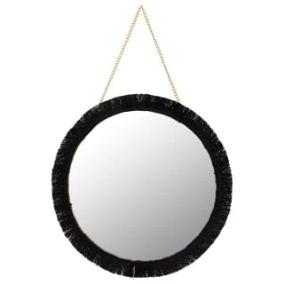 B&M Fringe Round Hanging Mirror - Black 1 B&M Fringe Round Hanging Mirror - Black