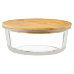 B&M Round Glass Food Containers With Bamboo Lid 2pk -B&M Home Sales Store 376822 2 round glass food containers 4