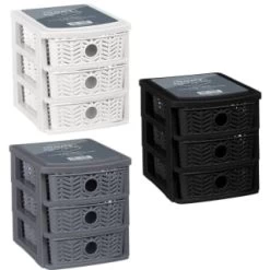 B&M 3 Tier Chevron Storage Organiser - Black -B&M Home Sales Store 377462 3 drawer chevron organiser main