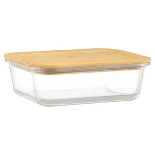 B&M Rectangular Glass Food Container With Bamboo Lid 1 B&M Rectangular Glass Food Container With Bamboo Lid