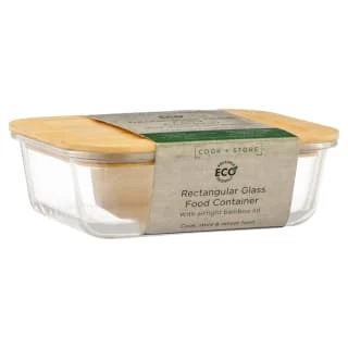B&M Rectangular Glass Food Container With Bamboo Lid 4 B&M Rectangular Glass Food Container With Bamboo Lid - Image 4
