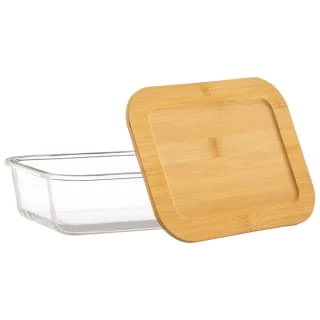 B&M Rectangular Glass Food Container With Bamboo Lid 2 B&M Rectangular Glass Food Container With Bamboo Lid - Image 2