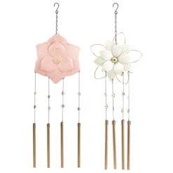 B&M Flower Windchime - Pink -B&M Home Sales Store 379613 boho garden flower tubular windchime group