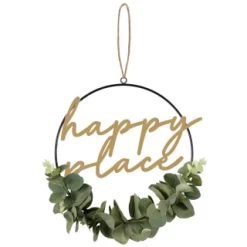 B&M Botanical Garden Hanging Hoop With Slogan 7 B&M Botanical Garden Hanging Hoop With Slogan -B&M Home Sales Store 379615 botanical garden metal hoop with gold wording and leaves happy place