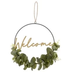 B&M Botanical Garden Hanging Hoop With Slogan 8 B&M Botanical Garden Hanging Hoop With Slogan -B&M Home Sales Store 379615 botanical garden metal hoop with gold wording and leaves welcome