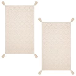 B&M Homestead Embossed Tea Towels With Tassels 2pk - Natural -B&M Home Sales Store 380229 2pk homestead embossed tea towel with tassels 2