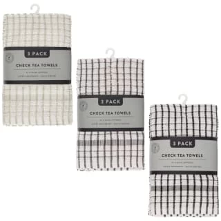 B&M Check Tea Towels - Sage 3pk 5 B&M Check Tea Towels - Sage 3pk - Image 5