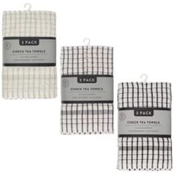 B&M Grey Check Tea Towels 3pk -B&M Home Sales Store 380305 380307 380309 3pk check tea towels main 2