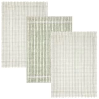 B&M Check Tea Towels - Sage 3pk 2 B&M Check Tea Towels - Sage 3pk - Image 2