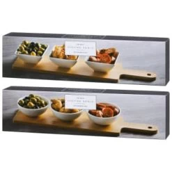 B&M Set Of 3 Serving Bowls With Bamboo Tray - Square -B&M Home Sales Store 380368 3pk serving boards with bamboo tray main 2