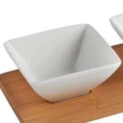 B&M Set Of 3 Serving Bowls With Bamboo Tray - Square -B&M Home Sales Store 380368 3pk serving boards with bamboo tray square 2