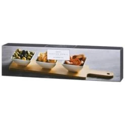 B&M Set Of 3 Serving Bowls With Bamboo Tray - Square -B&M Home Sales Store 380368 3pk serving boards with bamboo tray square 3