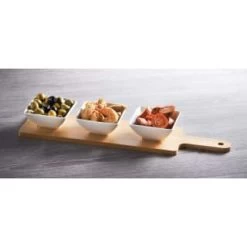 B&M Set Of 3 Serving Bowls With Bamboo Tray - Square -B&M Home Sales Store 380368 3pk serving boards with bamboo tray square1