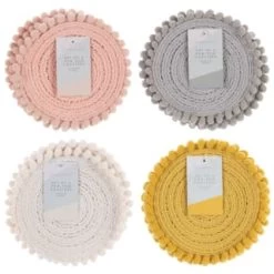 B&M Pom Pom Coasters - Grey 4pk -B&M Home Sales Store 380383 380384 380492 380495 4pk harmony pom pom coasters