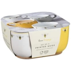B&M Bee Happy Printed Mugs - 4pk -B&M Home Sales Store 380506 4pk printed mugs bee happy 2