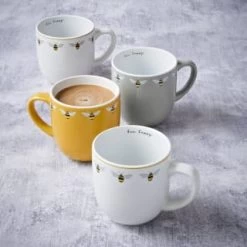 B&M Home Sales Store -B&M Home Sales Store 380506 4pk printed mugs bee happy