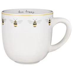 B&M Bee Happy Printed Mugs - 4pk -B&M Home Sales Store 380506 4pk printed mugs bee happy white