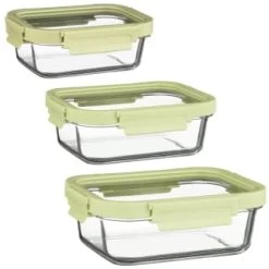 B&M Green Glass Food Container - Medium -B&M Home Sales Store 380662 380663 380664 glass food container green medium 1