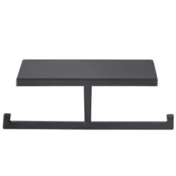 B&M Double Toilet Roll Holder & Shelf - Black -B&M Home Sales Store 381372 double roll holder and shelf black 2