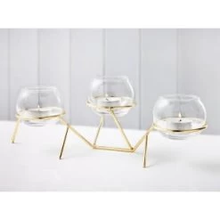 B&M Glass & Gold Tealight Candle Holder