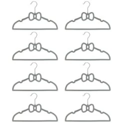B&M Children's Non-Slip Hangers 8pk - Grey -B&M Home Sales Store 383693 8pk childrens hangers grey bow