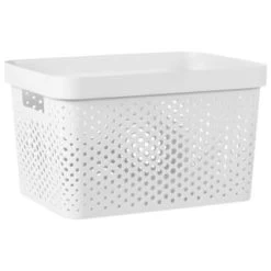 B&M Large Rectangular Spot Storage Basket - White